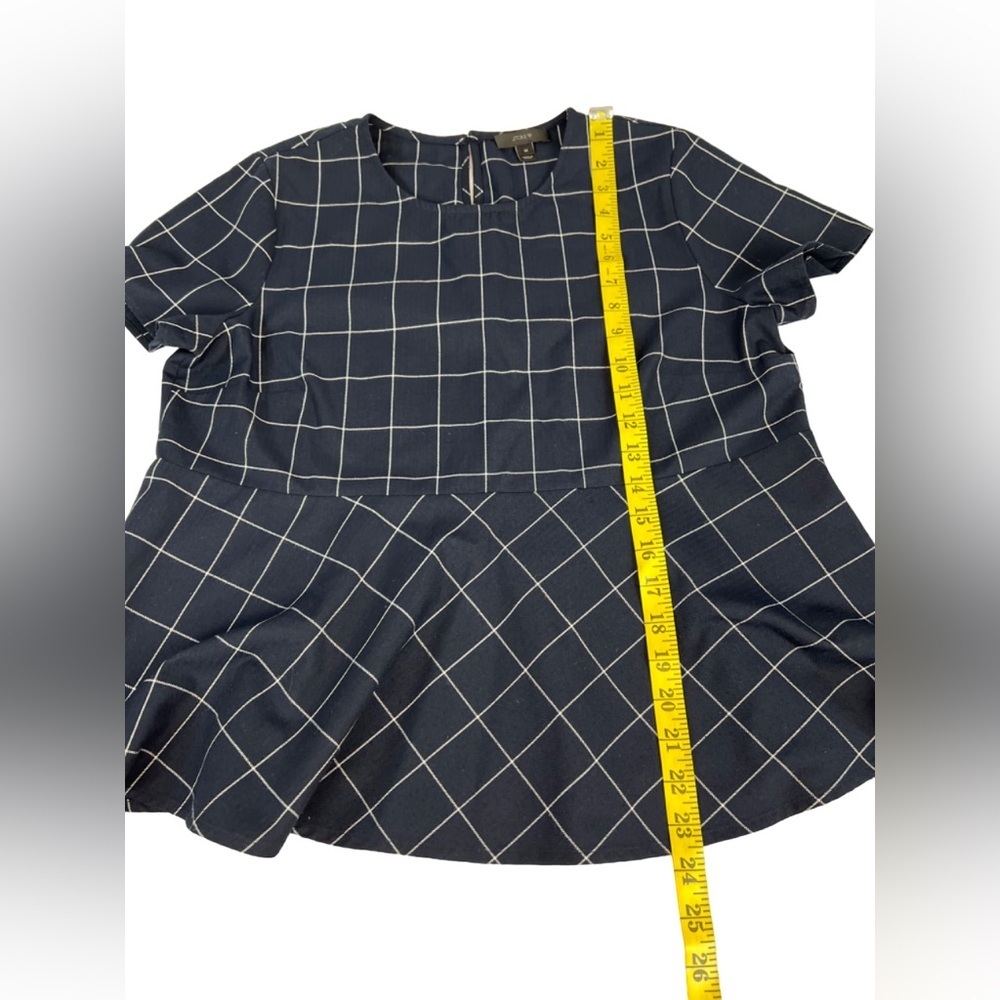J.Crew Dark Navy Window Pane Plaid Top Size M. - Picture 9 of 11